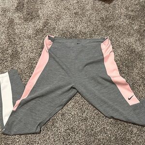 Nike Women's Dri-Fit Gray and Pink Leggings Yoga Pants Size Large L